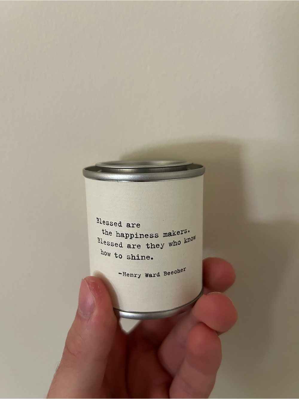Cream & Silver Inspirational Quote Tin Candle